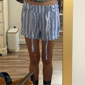 Indigo Rein High Waist Blue and White Striped Shorts
